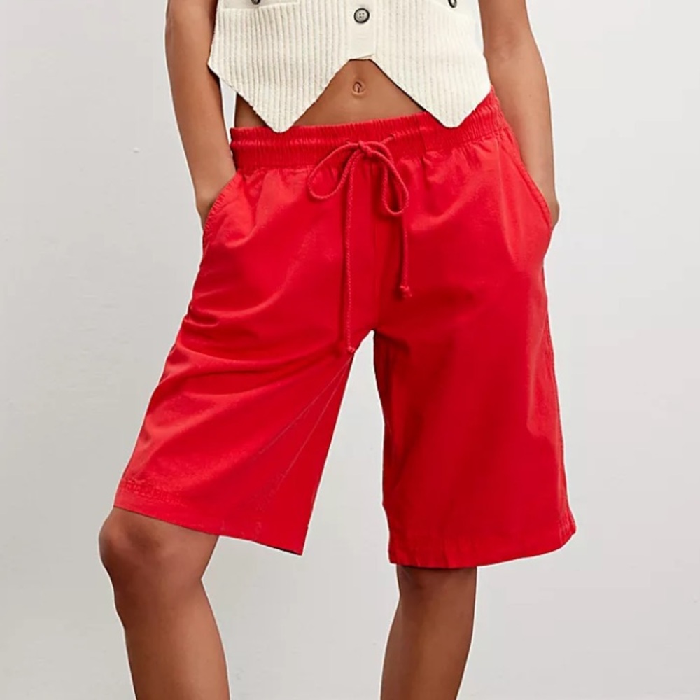 Free People Vibrant Red Athletic Shorts